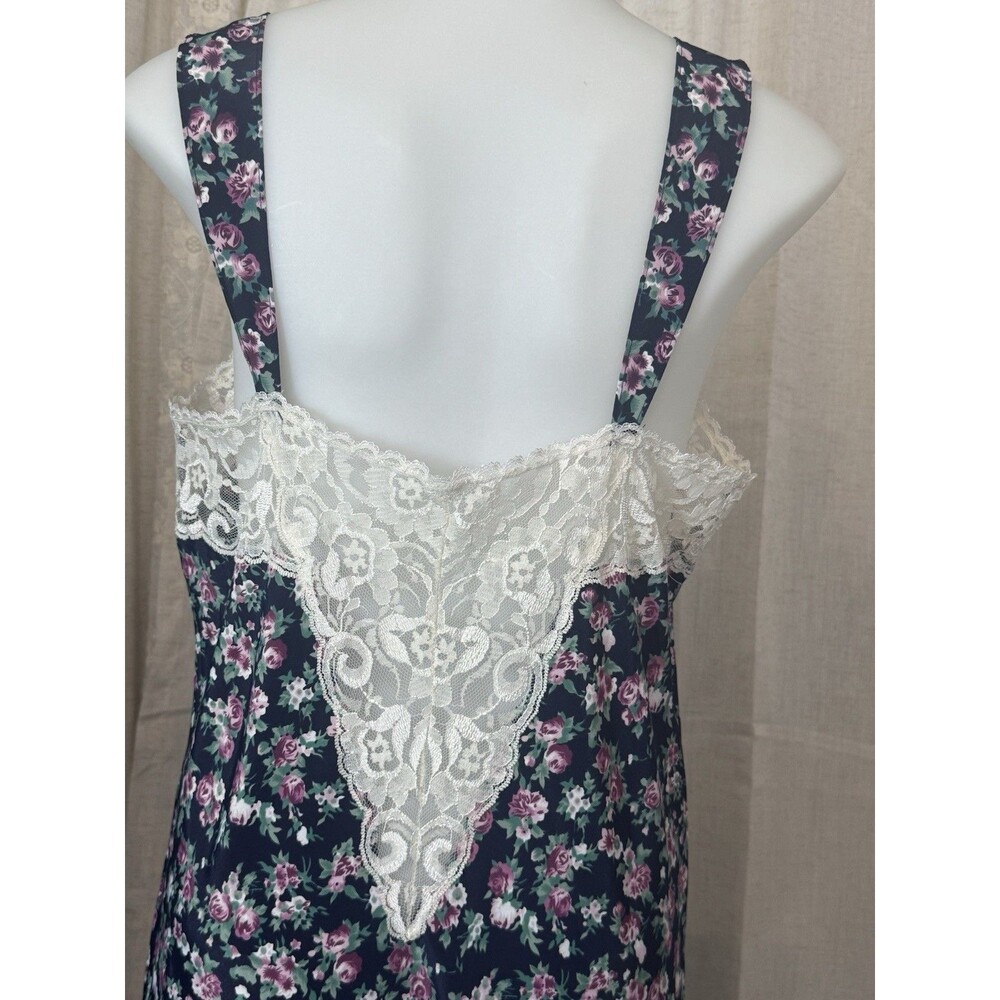 Vintage California Dynasty Floral Peignoir Robe Nightgown Cottagecore 2pc Lace S - Picture 3 of 10